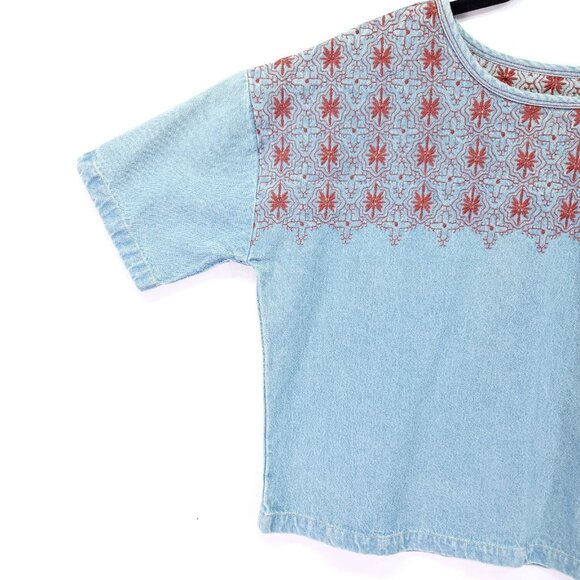 Current/Elliott The Embroidered Top Size 1 Small Womens Denim Blouse - Picture 13 of 14